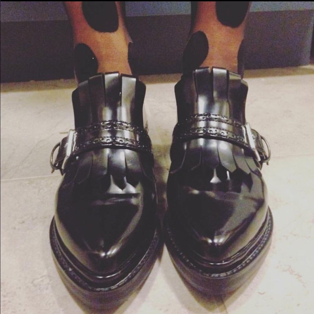 Size 8 zara black leather oxfords